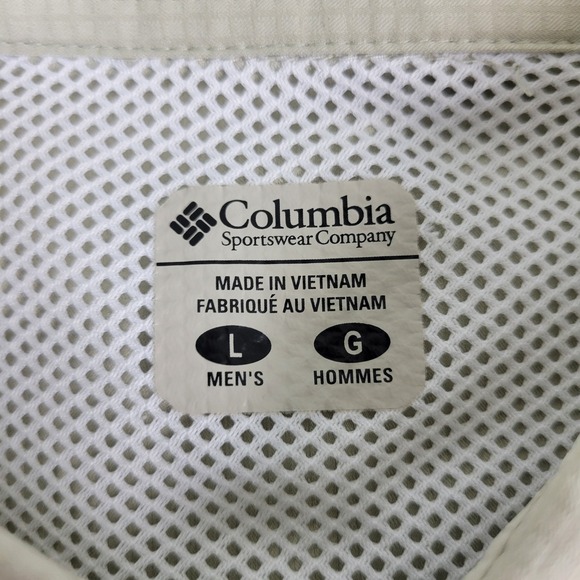 Columbia PFG Omni Shade Mens Large Beige Vented Button Down Short Sleeve - Picture 4 of 6